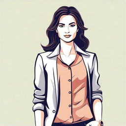 A detailed illustration of a woman standing confidently