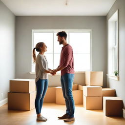 A heartwarming scene of a girlfriend and boyfriend in their new house