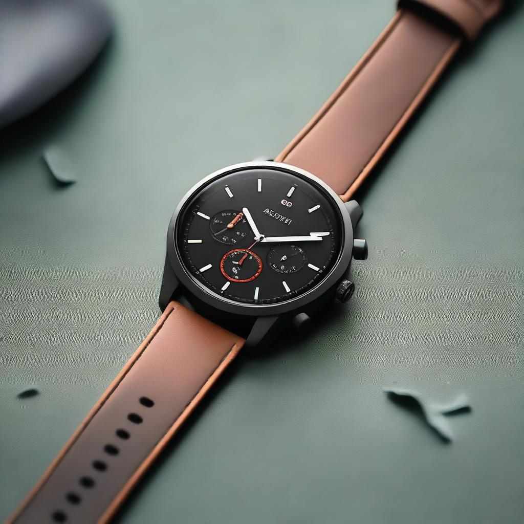 A sleek and modern depiction of the Amazfit GTR 5 smartwatch