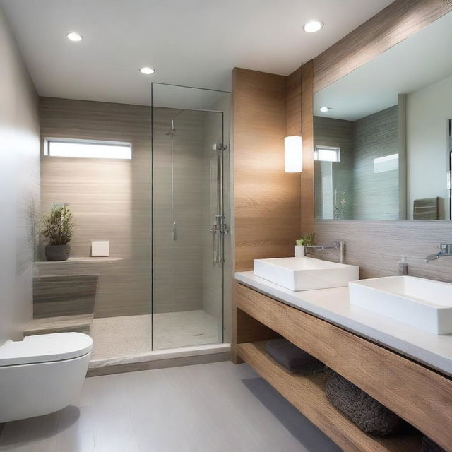 Create a modern bathroom with sleek, minimalist design