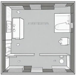 Create a 2D floor plan of a modern bathroom