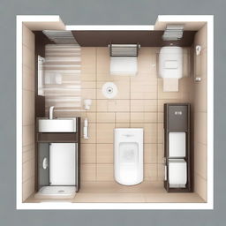 Create a 2D floor plan of a modern bathroom