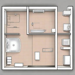 Create a 2D floor plan of a modern bathroom