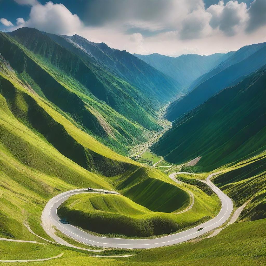 A breathtaking view of the Transfagarasan Highway, known for its winding roads and stunning mountain scenery