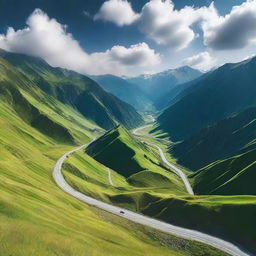 A breathtaking view of the Transfagarasan Highway, known for its winding roads and stunning mountain scenery