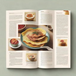 Create an image of cookbook pages laid out to dry