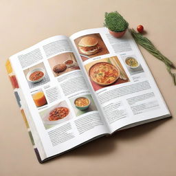 Create an image of cookbook pages laid out to dry