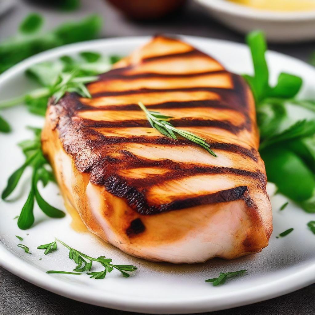 Create an image of a perfectly grilled chicken fillet