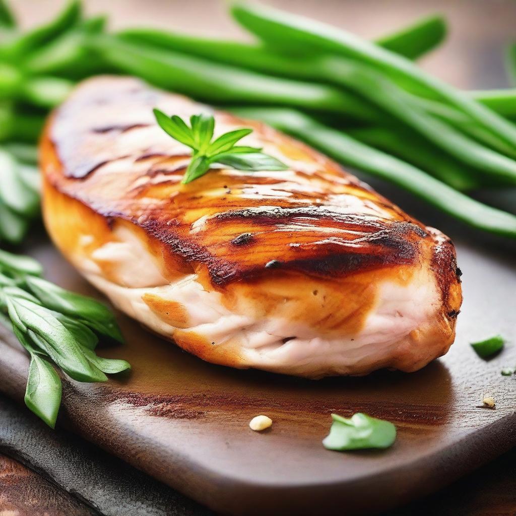 Create an image of a perfectly grilled chicken fillet