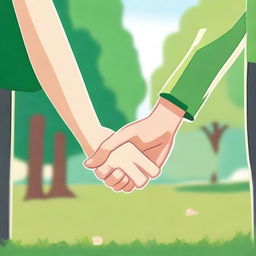 A heartwarming scene of two people holding hands