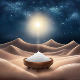 A serene and uplifting scene featuring a glowing light source surrounded by salt crystals, symbolizing the concept of being the righteous salt and light