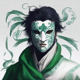 A bard wearing a mask that covers most of his face, exposing only his mouth and chin