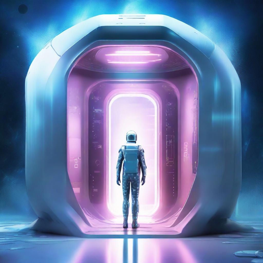 A science fiction book cover featuring a futuristic cryo chamber