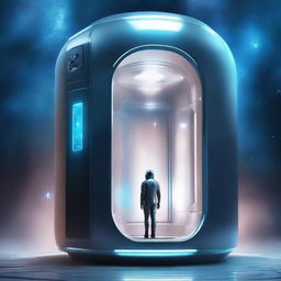 A science fiction book cover featuring a futuristic cryo chamber