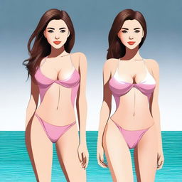 Create an image of a girl dressed in a sexy swimsuit without changing her face