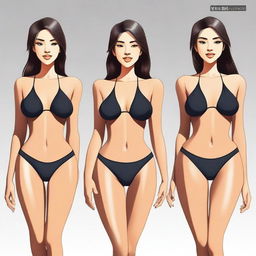 Create an image of a girl dressed in a sexy swimsuit without changing her face