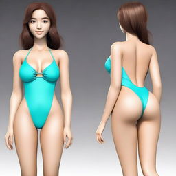 Create an image of a girl dressed in a sexy swimsuit without changing her face