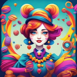 A detailed and artistic illustration of Pomni, a character from The Amazing Digital Circus, depicted in a visually appealing and attractive manner