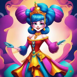 A detailed and artistic illustration of Pomni, a character from The Amazing Digital Circus, depicted in a visually appealing and alluring manner