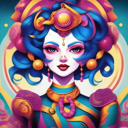 A detailed and artistic illustration of Pomni, a character from The Amazing Digital Circus, depicted in a visually appealing and alluring manner