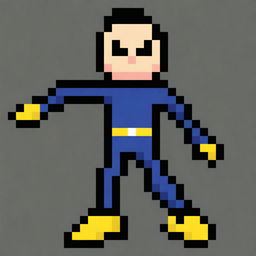 Create a pixel art of Yuji Itadori with animations in 32x64 pixels