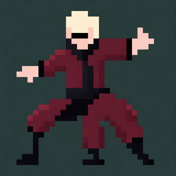 Generate pixel art of Yuji Itadori from the anime Jujutsu Kaisen with animations