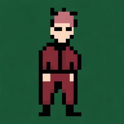 Generate pixel art of Yuji Itadori from the anime Jujutsu Kaisen with animations