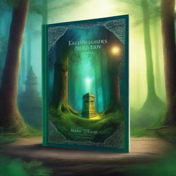 Create a captivating book cover featuring a mystical forest with glowing trees and a hidden ancient temple