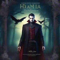 Create an animated book cover featuring a fantasy vampire theme