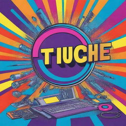 A vibrant, modern pop art cartoon-style illustration representing cutting-edge technology with the name 'Enthusia Tech' prominently displayed.