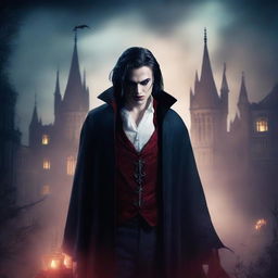 Create an animated book cover featuring a fantasy vampire theme