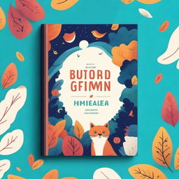 Create an animated book cover in a vibrant and captivating style