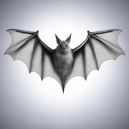 A detailed illustration of a bat with smoke grey fur