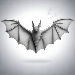 A detailed illustration of a bat with smoke grey fur