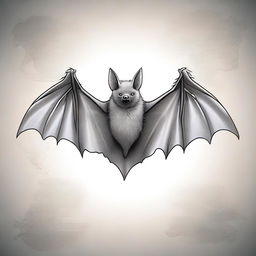 A detailed illustration of a bat with smoke grey fur