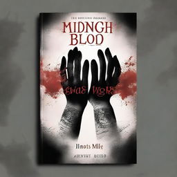 A dark and intense book cover titled 'Midnight Blood' featuring tattooed hands holding a bat