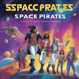 A book cover titled 'Space Pirates: A Journey through the Stellar Universe'