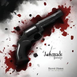 A dark romance book cover featuring black flowers, a gun, and blood