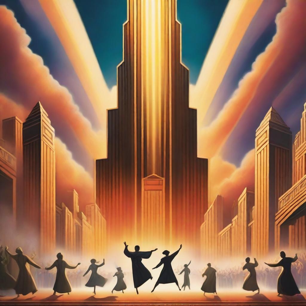 A breathtaking scene of the rapture, with people jumping and ascending towards a bright, fiery light coming down from the sky, surrounded by clouds