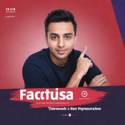 Create an attractively designed, top-quality YouTube banner featuring the text 'Factician Aayush' in a bold and eye-grabbing style, incorporating colors and elements that symbolize knowledge, strength, and creativity.