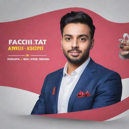 Create an attractively designed, top-quality YouTube banner featuring the text 'Factician Aayush' in a bold and eye-grabbing style, incorporating colors and elements that symbolize knowledge, strength, and creativity.