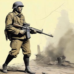 Desenhe um soldado de um jogo da Primeira Guerra Mundial