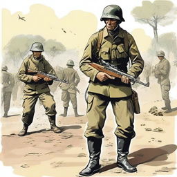 Desenhe um soldado de um jogo da Primeira Guerra Mundial