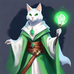 A mystical female catfolk character for Dungeons & Dragons