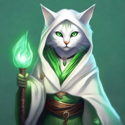 A mystical female catfolk character for Dungeons & Dragons