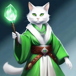 A mystical female catfolk character for Dungeons & Dragons