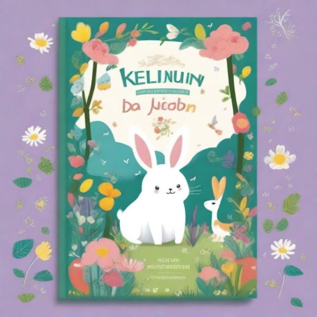 Design a magical book cover with the title 'Kelinci dan Kebun Ajaib'