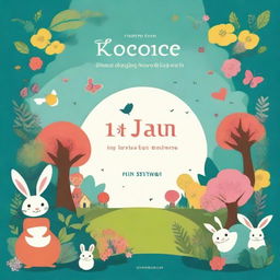 Design a magical book cover with the title 'Kelinci dan Kebun Ajaib'