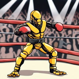 A detailed image of a scorpion engaged in a boxing match