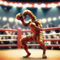 A detailed image of a scorpion engaged in a boxing match